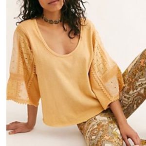 We the Free Flowy Cropped Shirt - Free People NWT - Yellow/Marigold